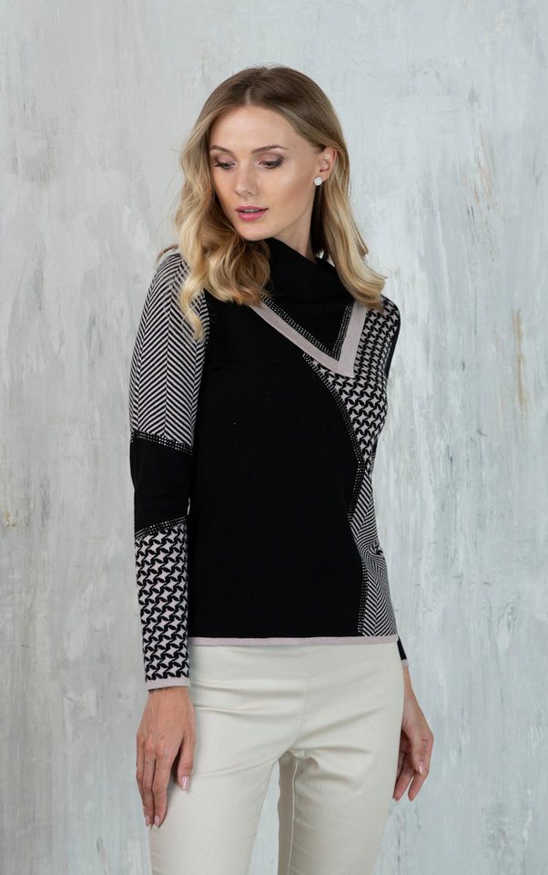 Passioni Strickpullover im Fischgräten- und Sternmuster – Bild 3 von 5