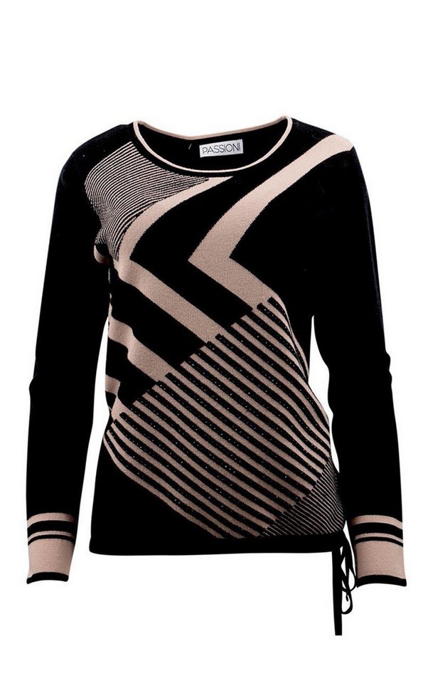 Passioni Strickpullover im Streifenmuster-Mix mit Bindedetail – Bild 2 von 5
