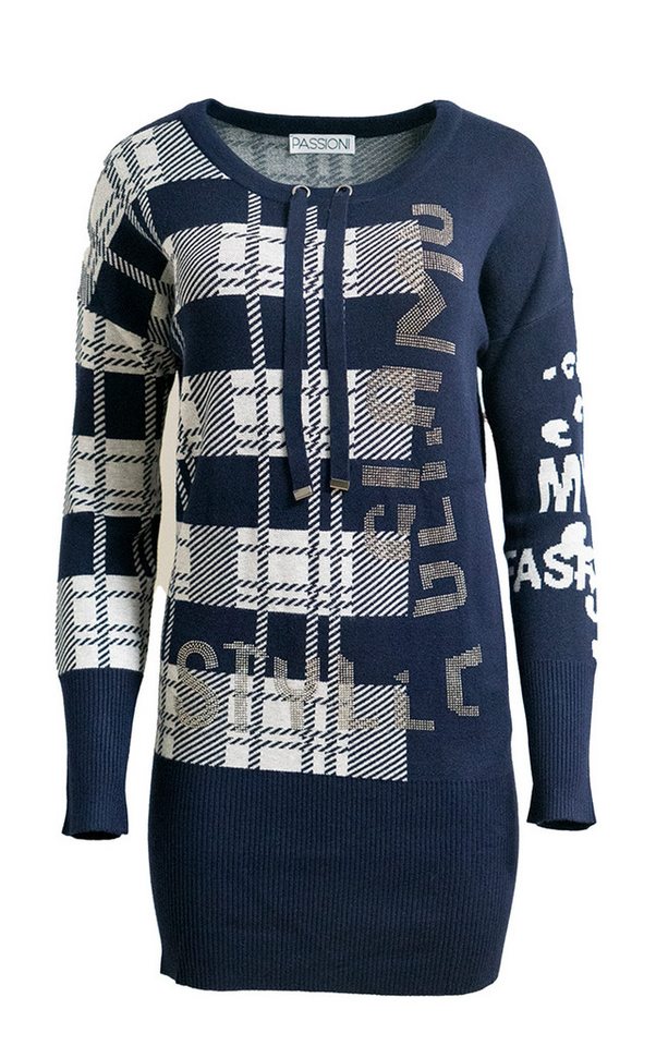 Passioni Strickpullover Lang mit Karodruck – Bild 2 von 2