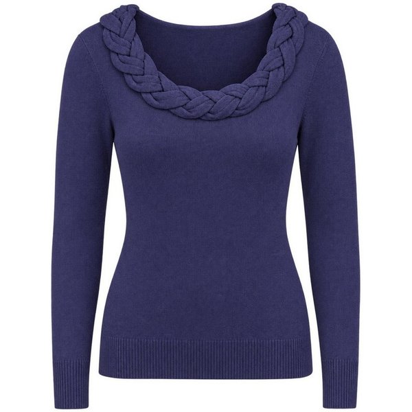 Passioni Strickpullover mit 3/4-Ärmeln und Zopfdetail
