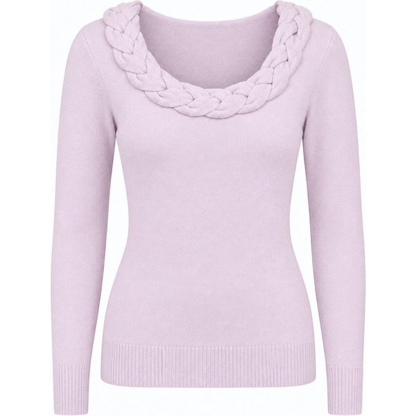 Passioni Strickpullover mit 3/4-Ärmeln und Zopfdetail
