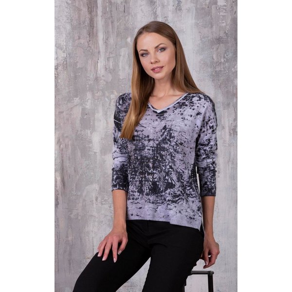 Passioni Strickpullover mit abstraktem Print und Glitzer
