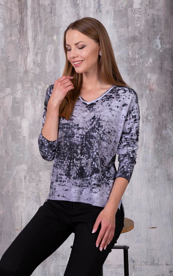 Passioni Strickpullover mit abstraktem Print und Glitzer – Bild 2 von 4