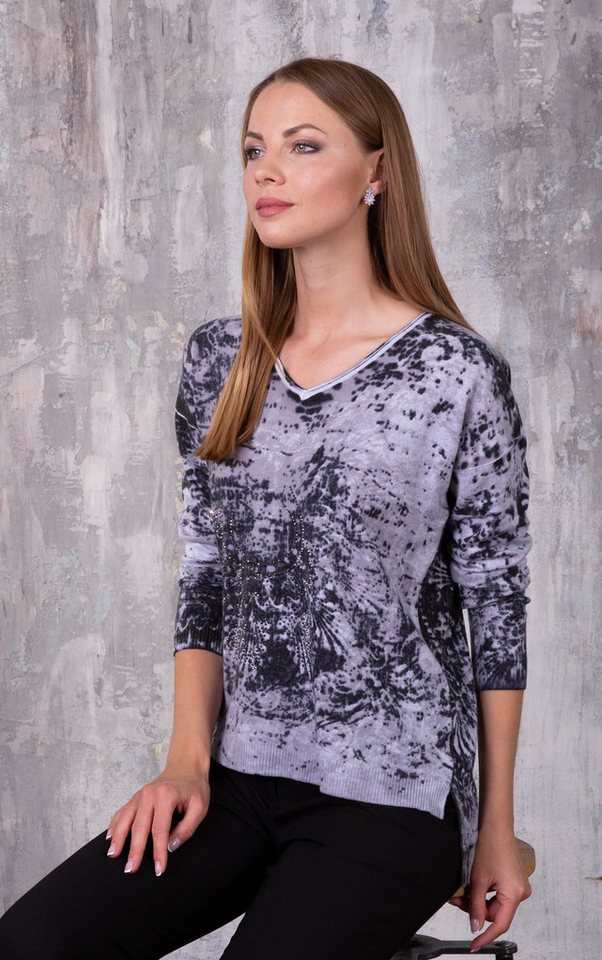 Passioni Strickpullover mit abstraktem Print und Glitzer – Bild 3 von 4