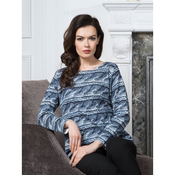 Passioni Strickpullover mit aufgedrucktem Zopfstrickmuster