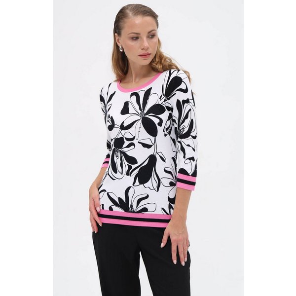 Passioni Strickpullover mit Blumenprint