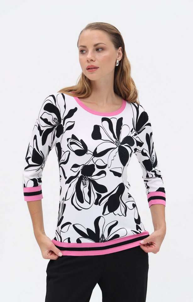 Passioni Strickpullover mit Blumenprint – Bild 2 von 5
