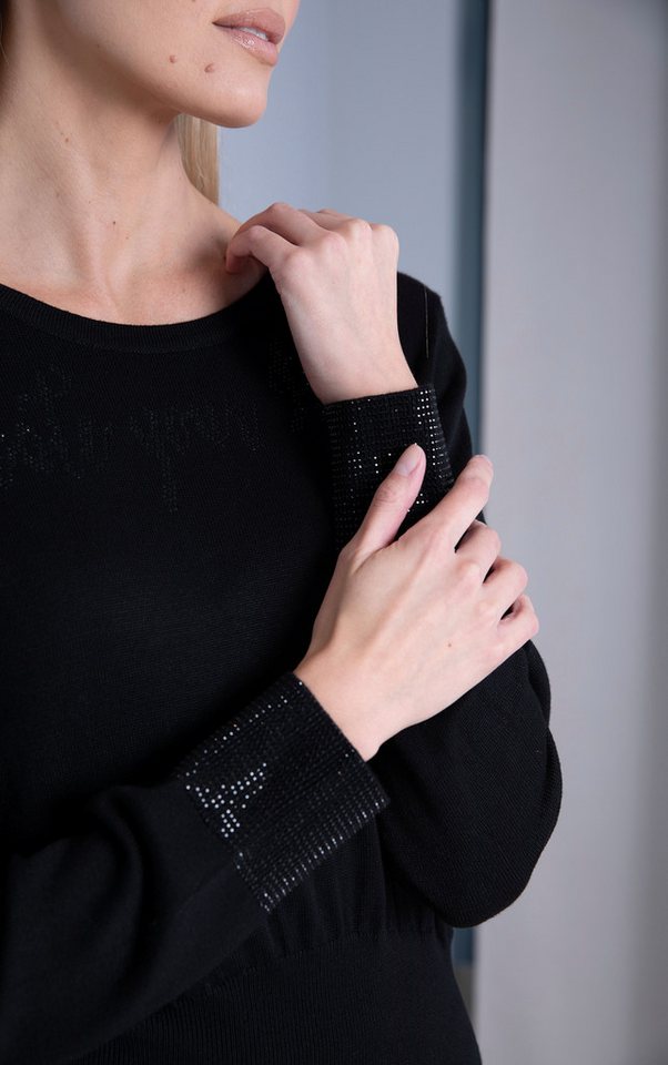 Passioni Strickpullover mit breitem Bund und Strassdetail – Bild 3 von 4