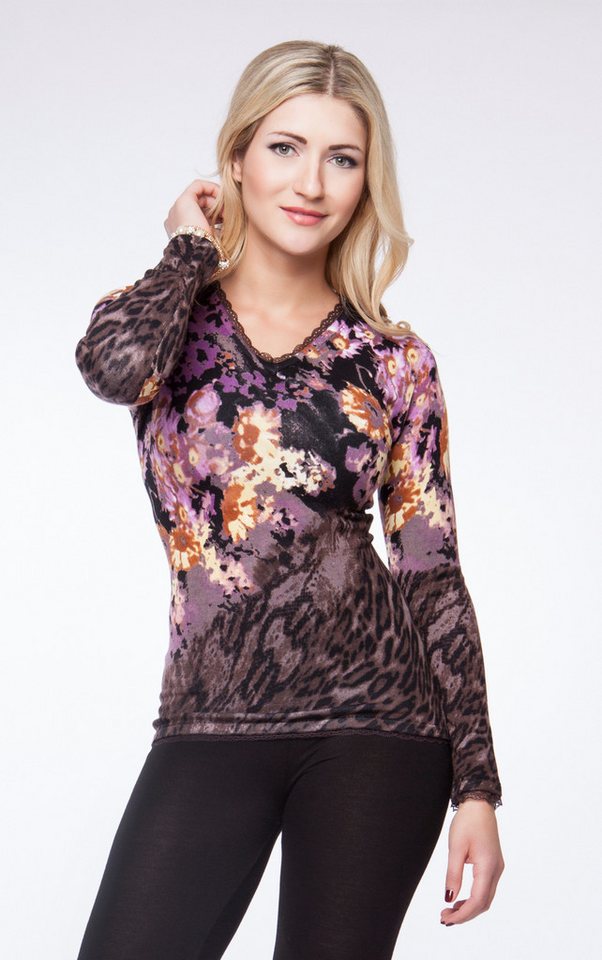 Passioni Strickpullover mit einem malerischen Blumen- und Tiermustermix – Bild 3 von 3