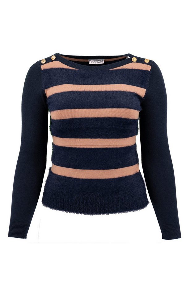 Passioni Strickpullover mit flauschigen Streifen – Bild 4 von 4