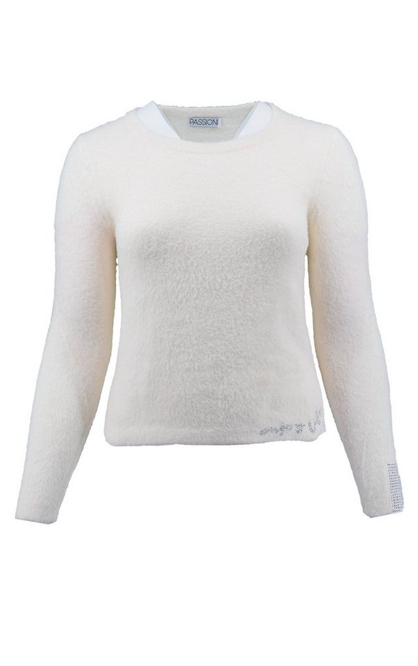 Passioni Strickpullover mit flauschiger Textur und Strassdetail – Bild 3 von 5