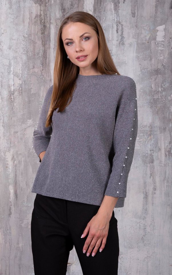 Passioni Strickpullover mit Glitzergarn und Perlen – Bild 2 von 5