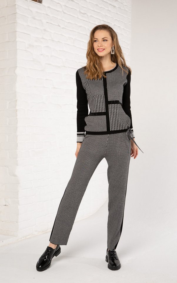 Passioni Strickpullover mit Hahnentrittmuster und Glitzersteinen – Bild 2 von 5