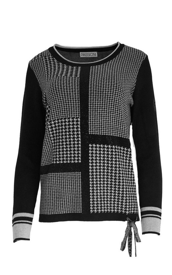 Passioni Strickpullover mit Hahnentrittmuster und Glitzersteinen – Bild 4 von 5