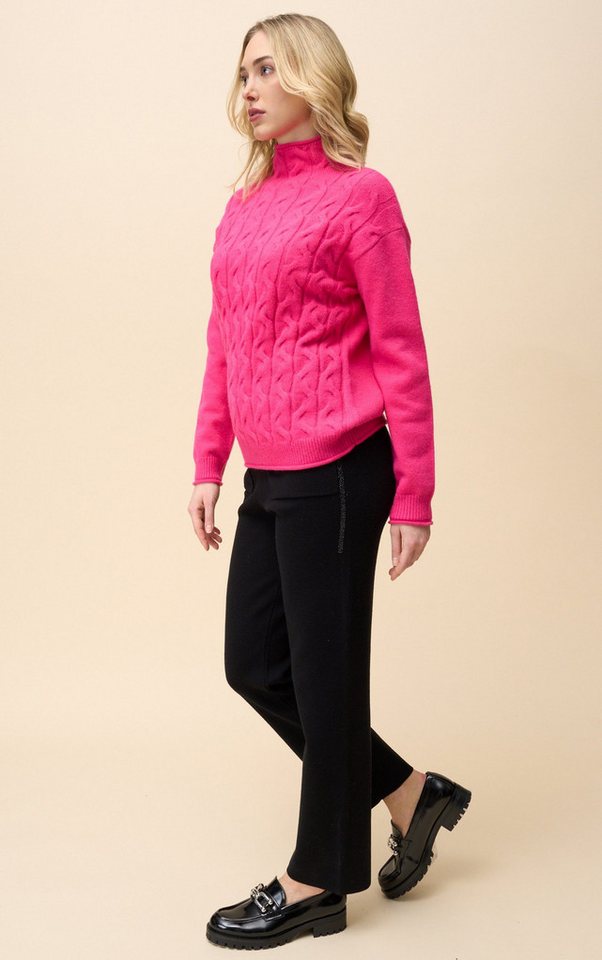 Passioni Strickpullover mit hohem Kragen und Zopfmuster – Bild 2 von 5