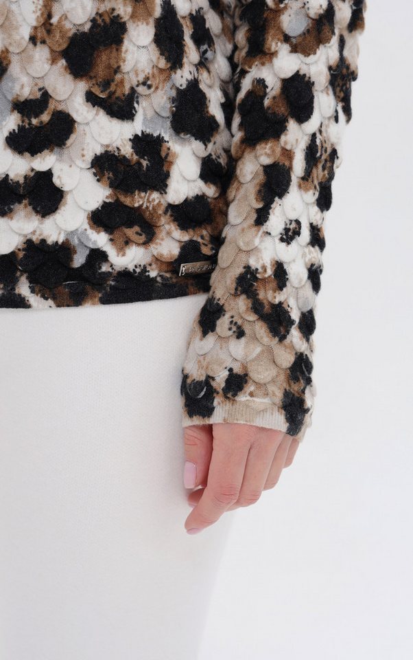 Passioni Strickpullover mit Leoprint aus Strukturstrick – Bild 2 von 4