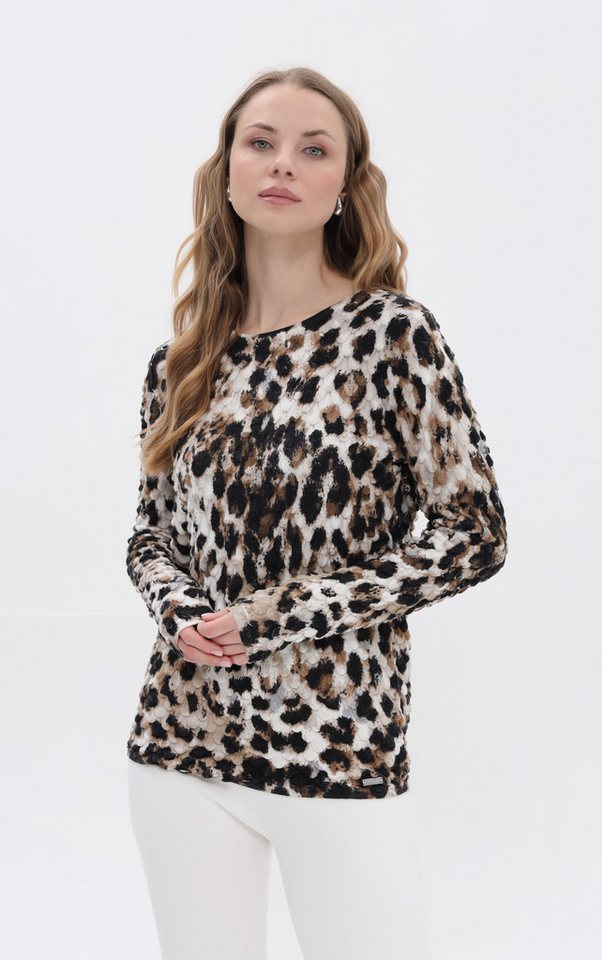 Passioni Strickpullover mit Leoprint aus Strukturstrick – Bild 3 von 4