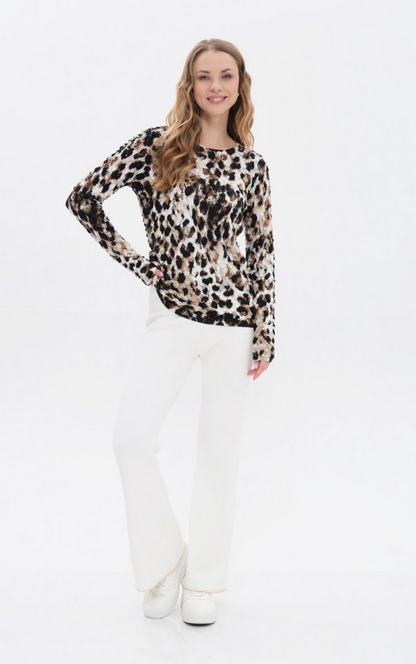Passioni Strickpullover mit Leoprint aus Strukturstrick – Bild 4 von 4