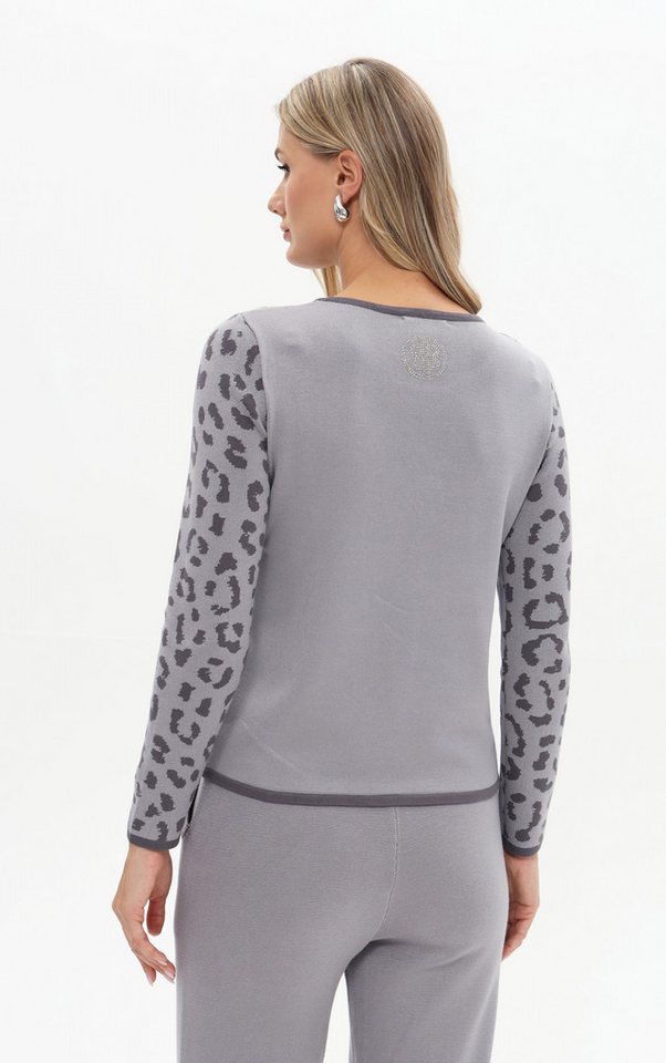 Passioni Strickpullover mit Leoprint-Details – Bild 2 von 4