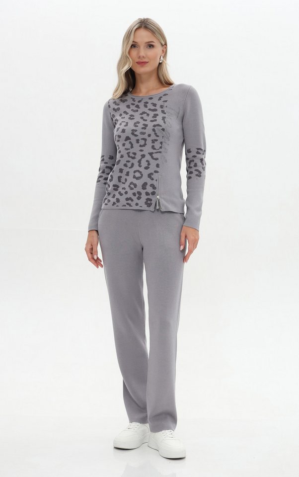 Passioni Strickpullover mit Leoprint-Details – Bild 4 von 4