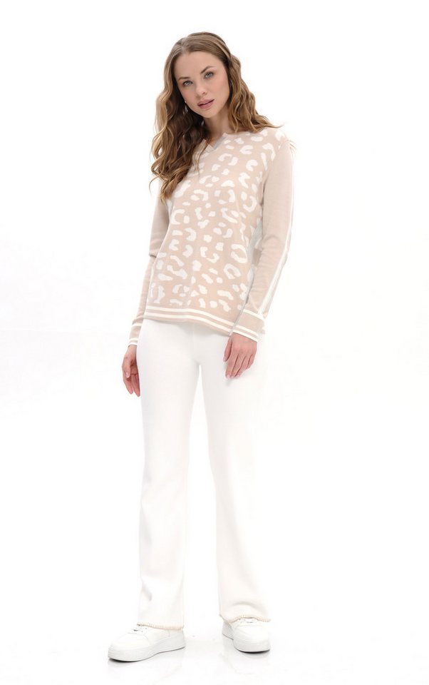 Passioni Strickpullover mit Leoprint und Streifen – Bild 5 von 5