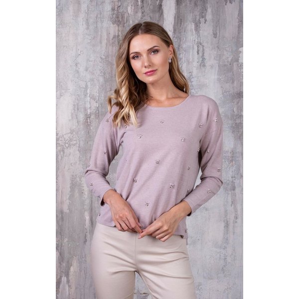 Passioni Strickpullover mit Perlenverzierung