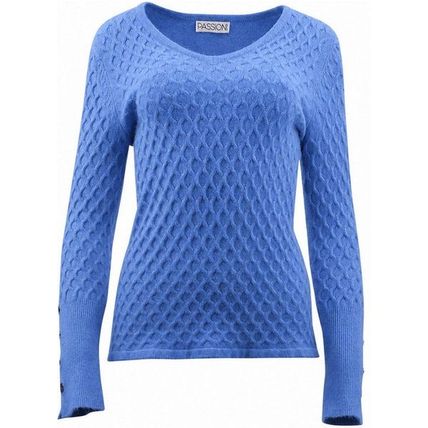Passioni Strickpullover mit Rautenmuster und Knopf-Details