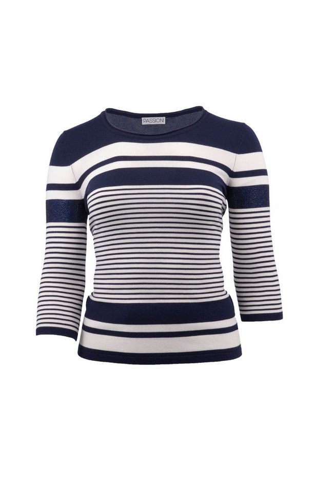 Passioni Strickpullover mit Ringel-Muster und Strassdetails – Bild 5 von 5