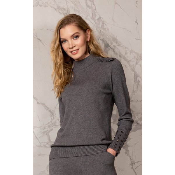 Passioni Strickpullover mit Rüschendetails und Nieten