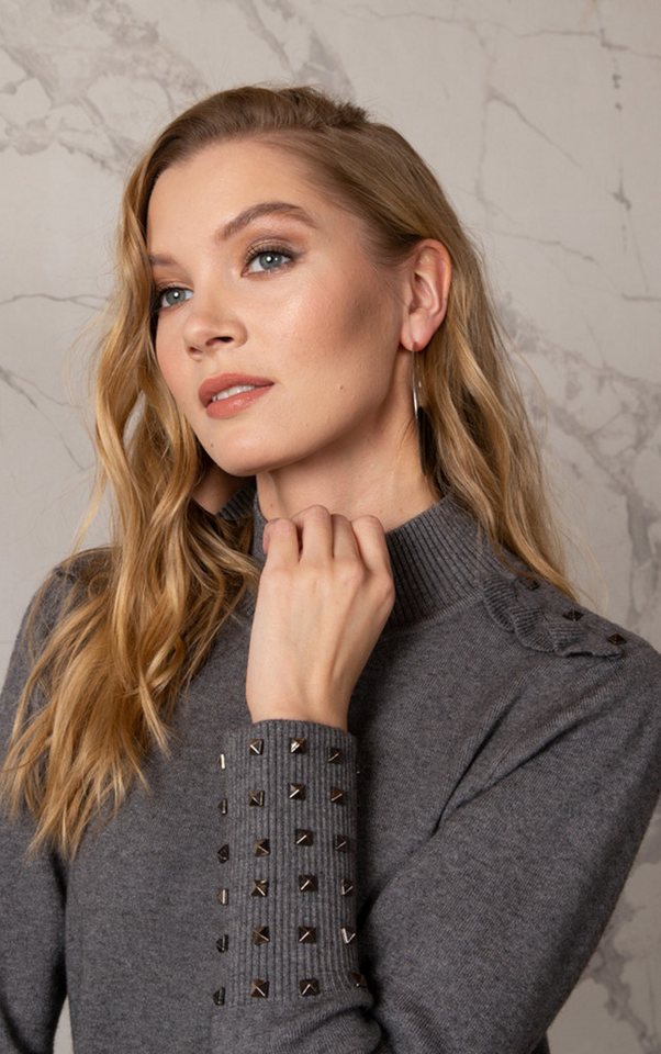 Passioni Strickpullover mit Rüschendetails und Nieten – Bild 3 von 5