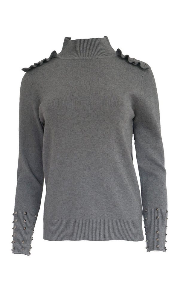 Passioni Strickpullover mit Rüschendetails und Nieten – Bild 4 von 5