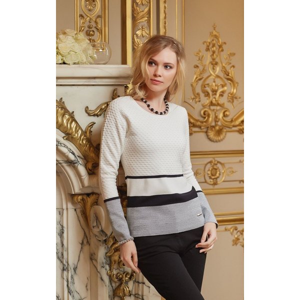 Passioni Strickpullover mit Rundhalsausschnitt und Colorblock-Muster