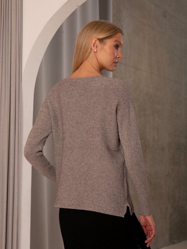 Passioni Strickpullover mit Rundhalsausschnitt und Zopfstrickdetail – Bild 3 von 3