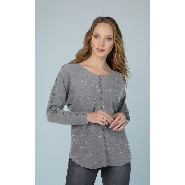 Passioni Strickpullover mit Sterndetail und Strass
