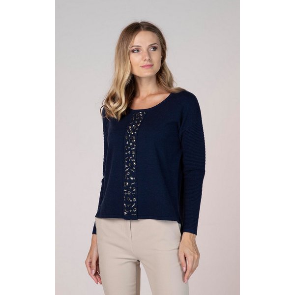 Passioni Strickpullover mit Strassdetails