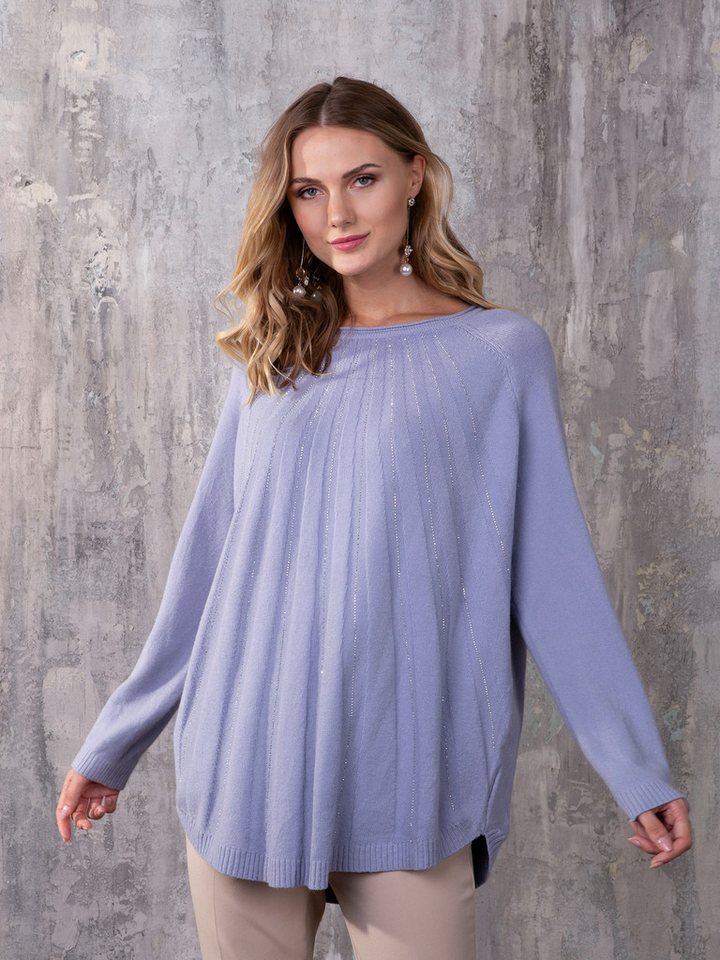 Passioni Strickpullover mit Strassdetails und Plissee – Bild 2 von 4