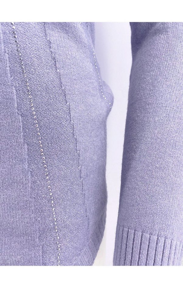 Passioni Strickpullover mit Strassdetails und Plissee – Bild 4 von 4