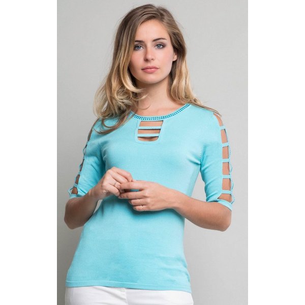 Passioni Strickpullover mit Strasssteinen