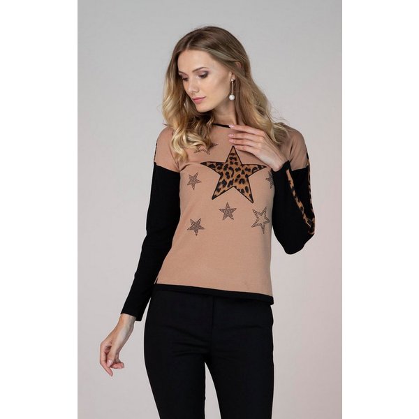 Passioni Strickpullover mit Tiermotiv und Strass