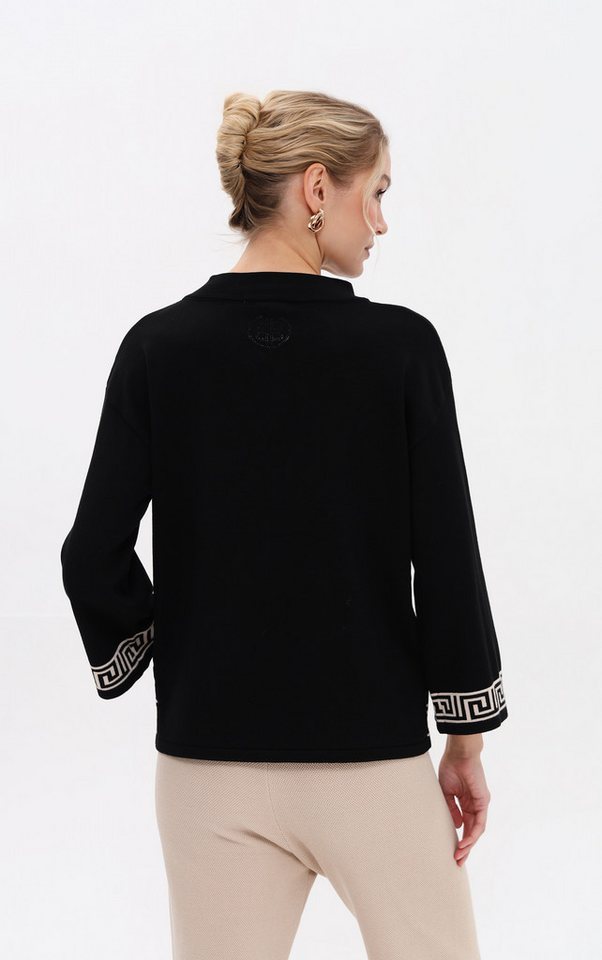 Passioni Strickpullover mit Zebraprint und Stehkragen – Bild 4 von 5