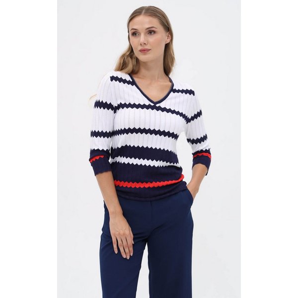 Passioni Strickpullover mit Zick-Zack-Streifen-Design