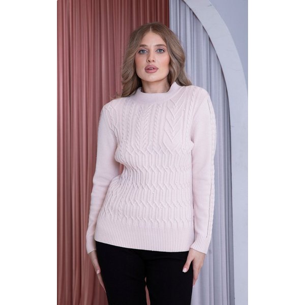 Passioni Strickpullover mit Zopfmuster und Perlendetails