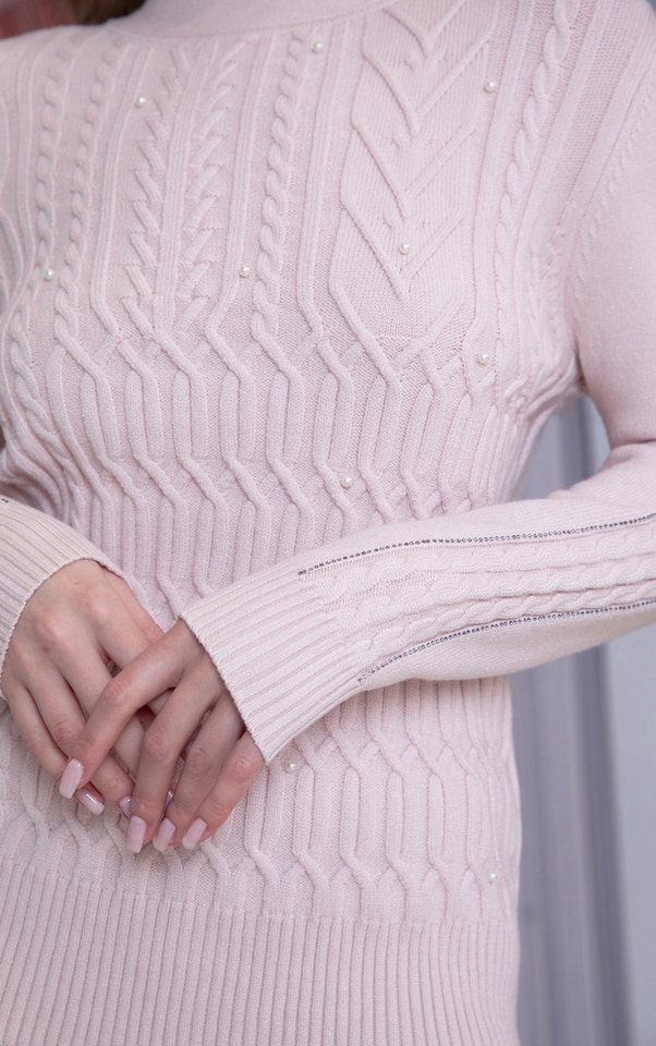 Passioni Strickpullover mit Zopfmuster und Perlendetails – Bild 4 von 5