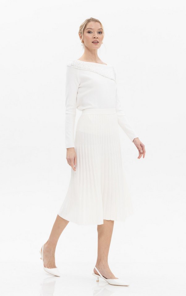 Passioni Strickpullover Off-Shoulder mit Umschlagkragen – Bild 3 von 3