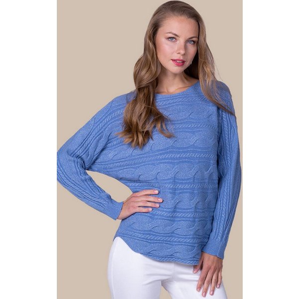Passioni Strickpullover Pullover mit schönem Zopfmuster und Fledermausärmeln