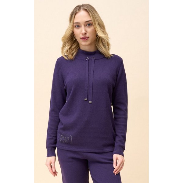 Passioni Strickpullover Sweatshirt mit Strass-Schriftzug