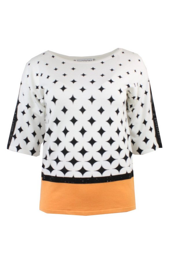 Passioni Sweater Pulli mit Schwarz-Weißem Muster und Orangefarbenem Kontrast – Bild 4 von 5
