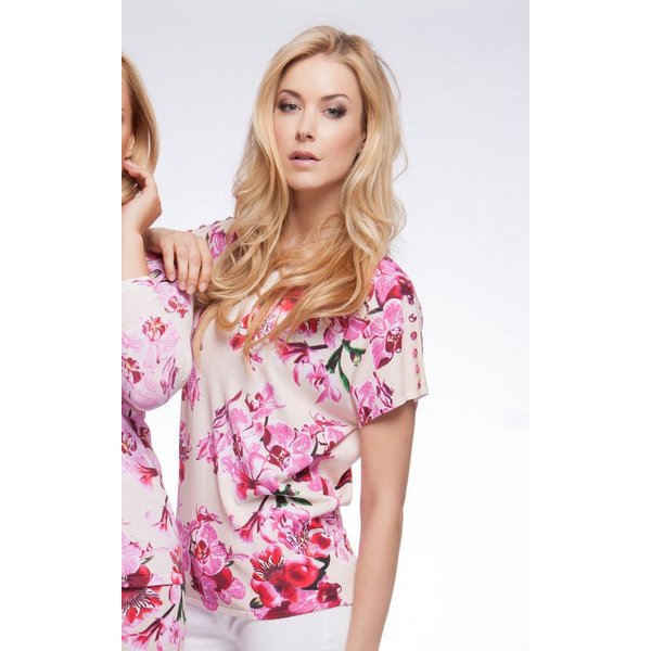 Passioni Sweater Sommer Pullover mit Orchideen-Print