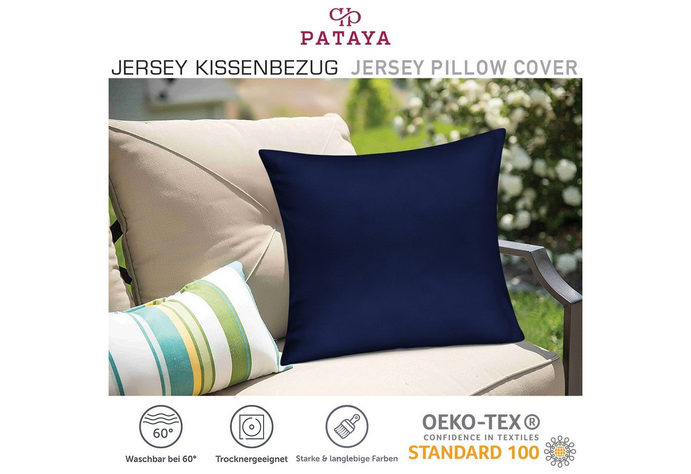 Pataya Kissenbezug 100% Baumwolle, weiche Kopfkissenbezug, Kissenhülle, Kissenbezüge, (2 Stück), Weich und Atmungsaktiv, Jersey, 140 g/m² – Bild 5 von 5