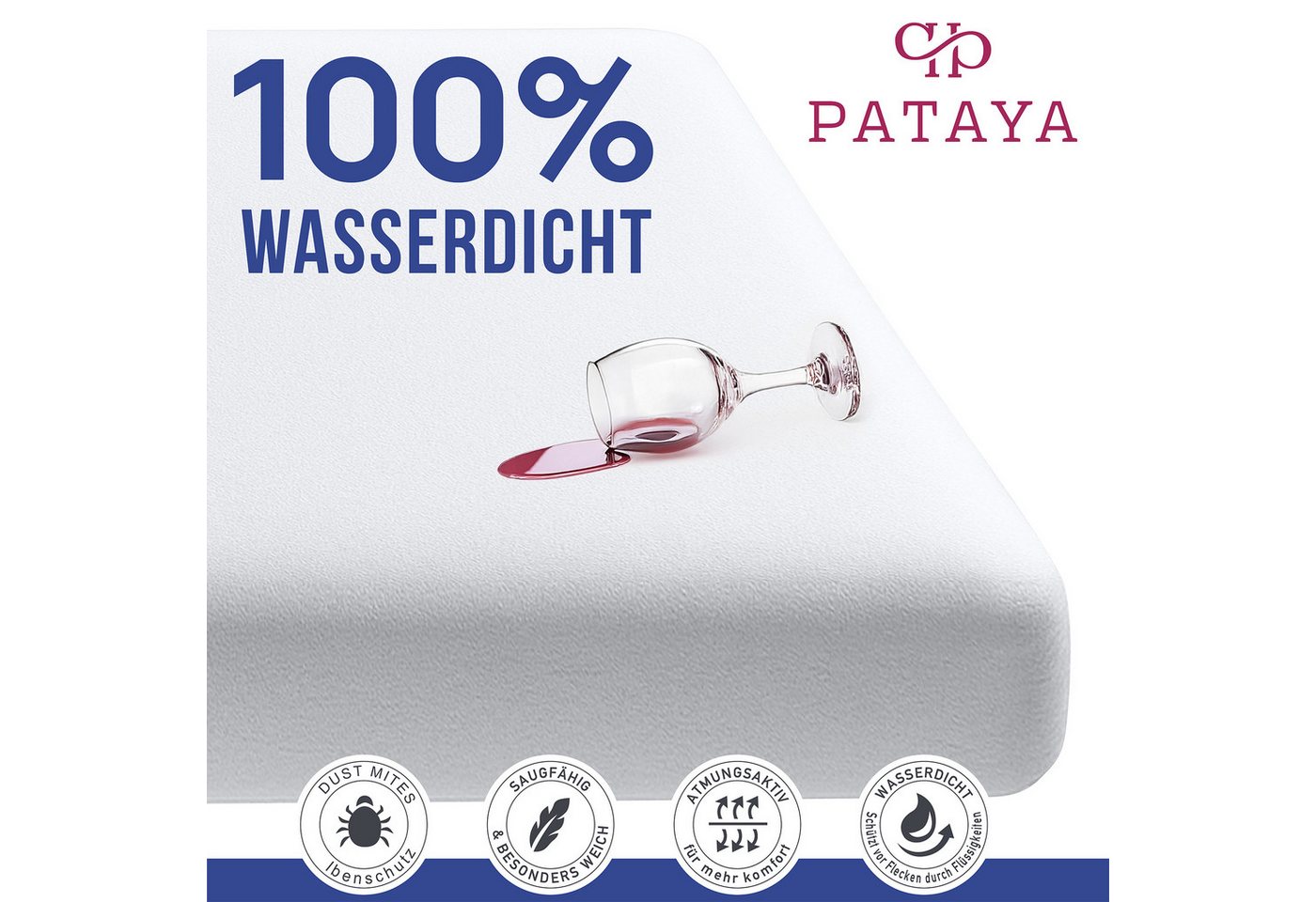 Matratzenschoner 90x200, 140x200, 160x200, 180x200 Matratzenauflage, Fitted Pataya, wasserundurchlässig, atmungsaktiv, pflegeleicht – Bild 4 von 5